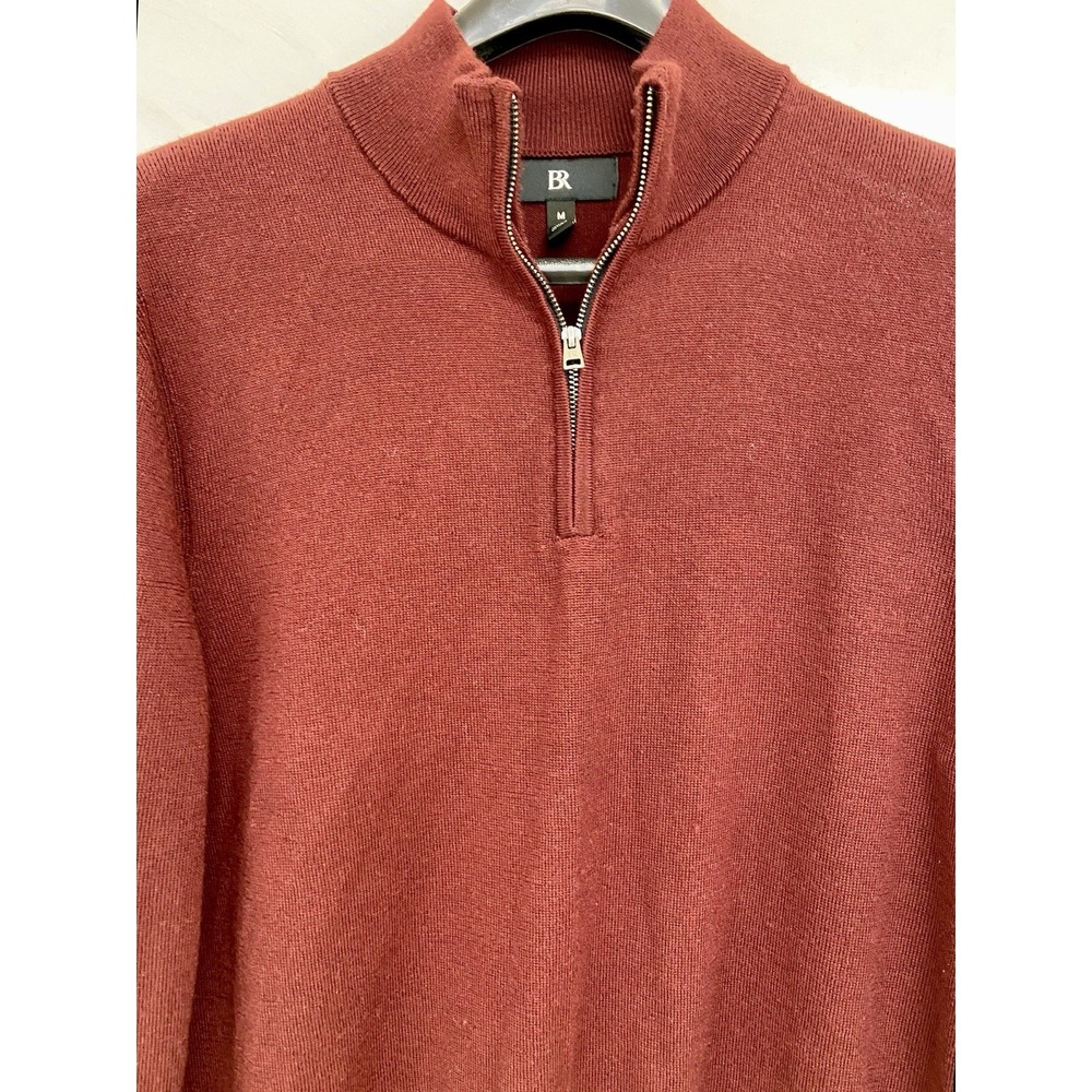 EUC Banana Republic Men's M Merino Wool Quarter Zip Sweater Baruffa Maroon